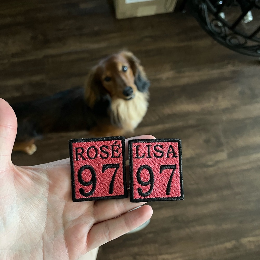 Blackpink concert gear: Rose and Lisa 97 Embroidered Patch’s, Black and Pink hat